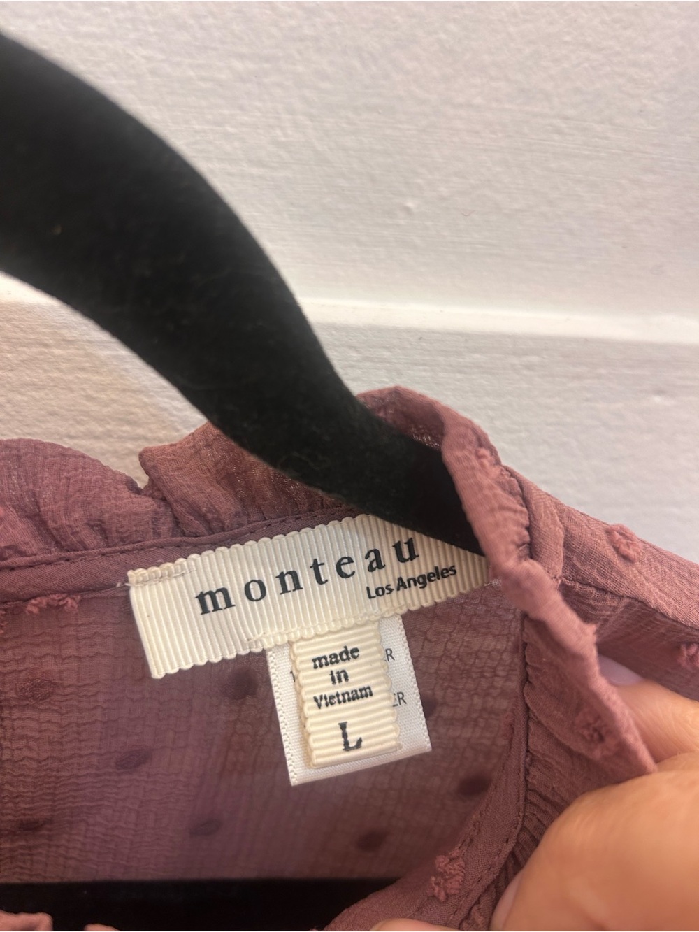 Monteau Dusty Pink Swiss Dot Ruffle Sleeve Blouse - Picture 4 of 6